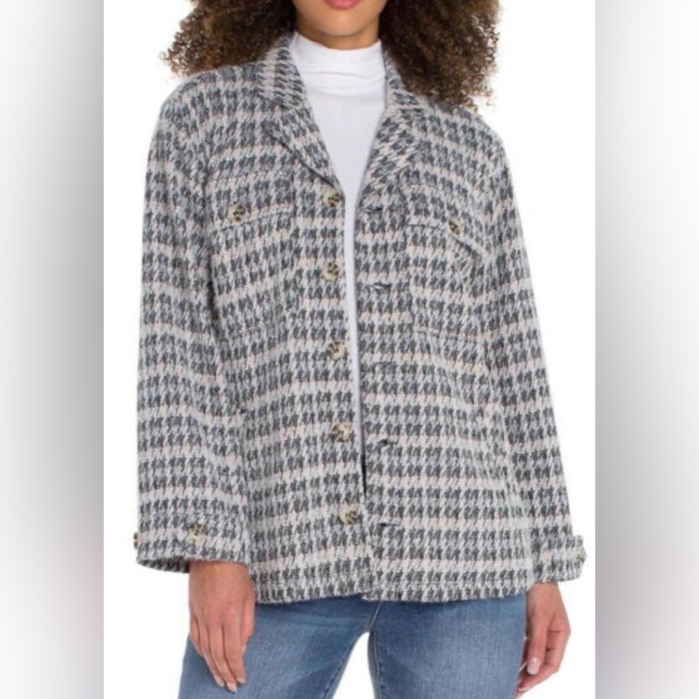 Liverpool Women's Houndstooth Blazer - Gray and Cream